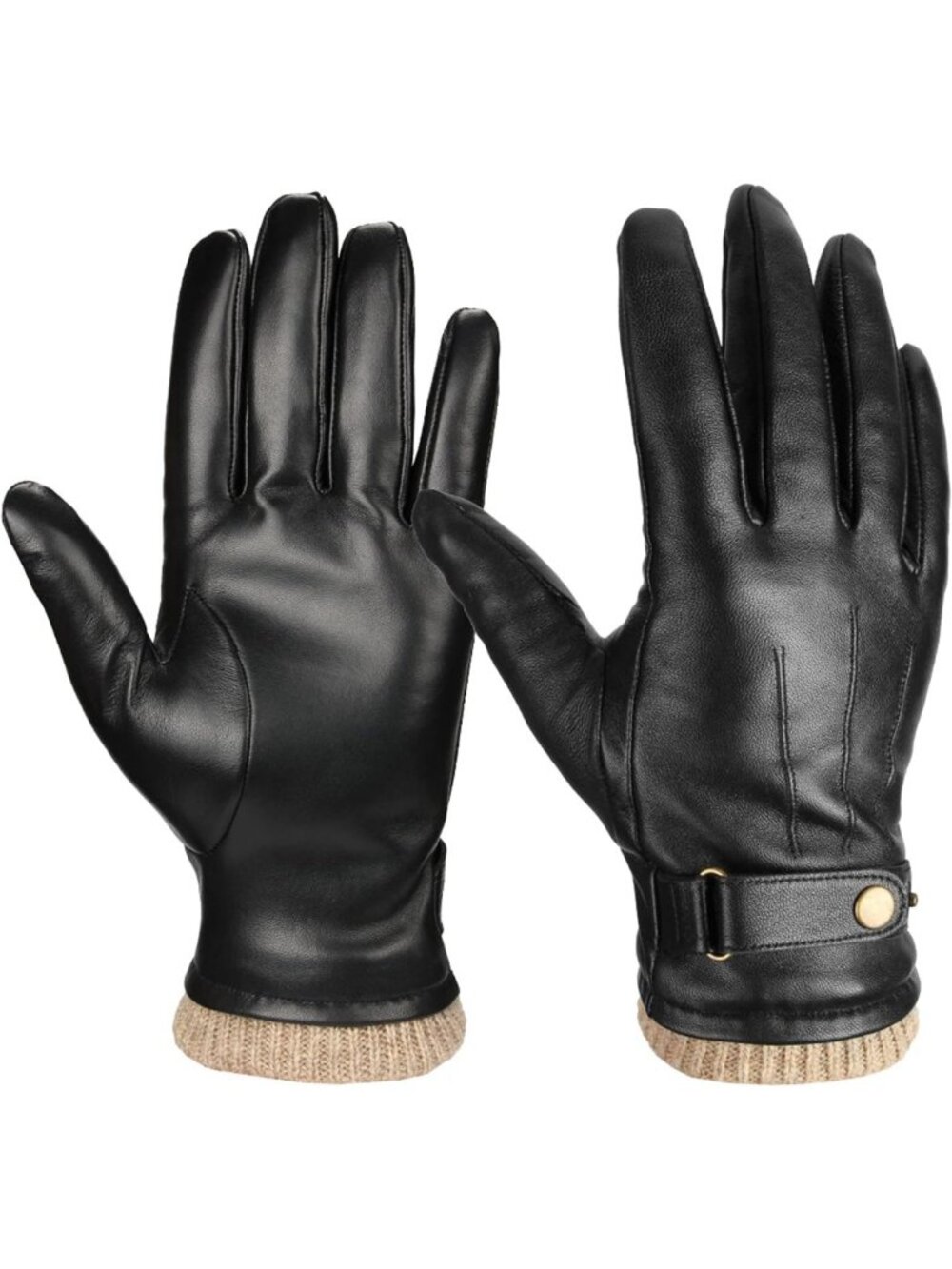 Warm Wool Touchscreen Winter Gloves for Men - Nappa Leather Dress Gloves